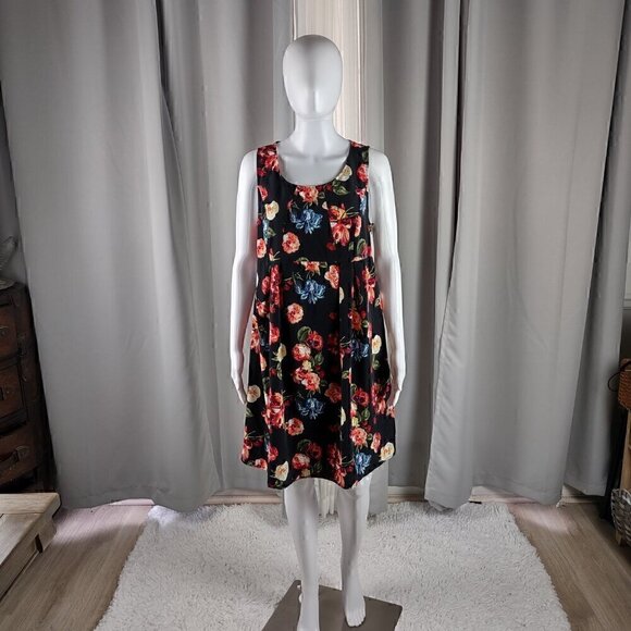 H&M Dresses & Skirts - H&M "Mama" Women's Black, Pink, Floral, Side Zip, Sleeveless, Midi Dress Size M
